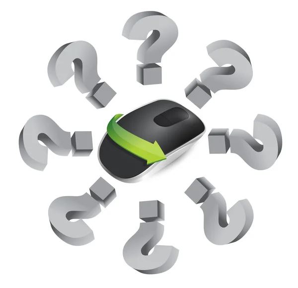 Questions. Wireless computer mouse — Stock Photo, Image