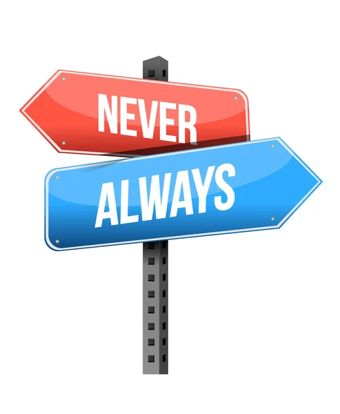 Never, always road sign illustration design — Stock Photo, Image