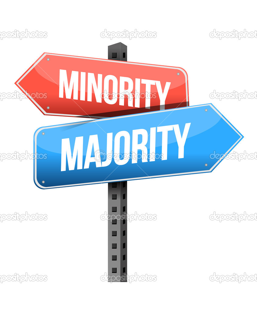 minority, majority road sign illustration design