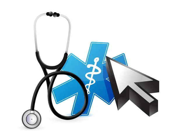 Online medicine concept with a Stethoscope — Stock Photo, Image