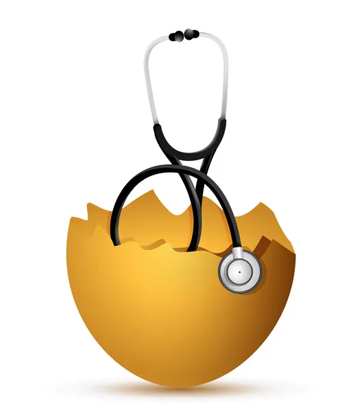 Broken egg with a Stethoscope — Stockfoto