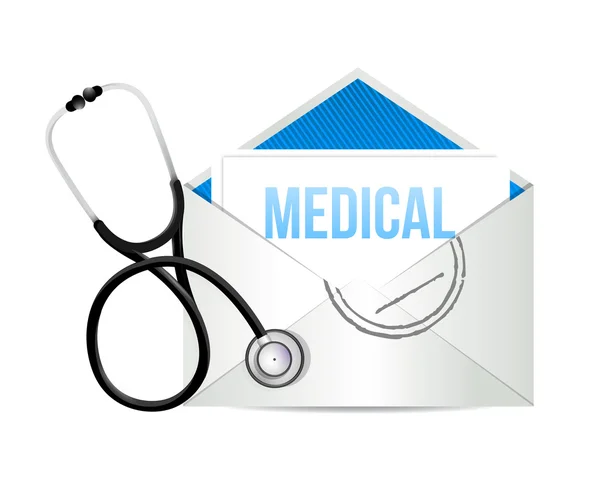 Enviar un correo a un médico con un estetoscopio — Foto de Stock