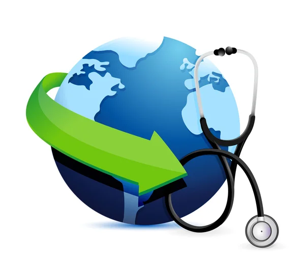 Internationale geneeskunde concept met een stethoscoop — Stockfoto