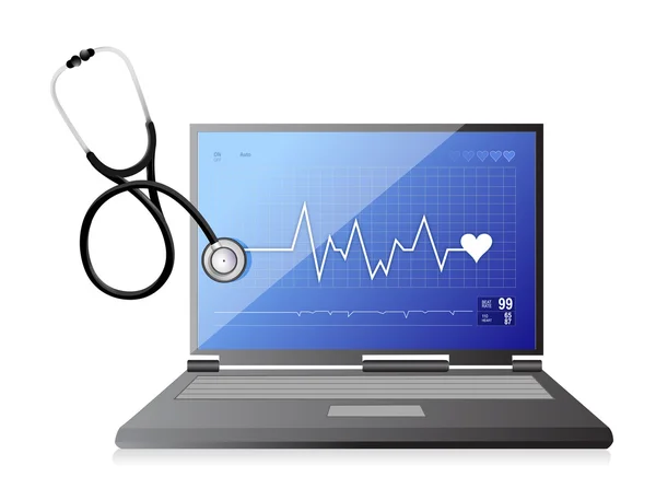 Modern medical app laptop with a Stethoscope — Stock Photo, Image