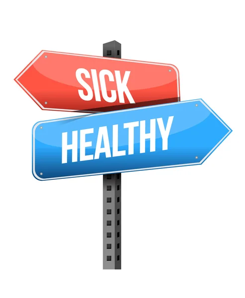 Άρρωστος, υγιή πινακίδα — Φωτογραφία Αρχείου