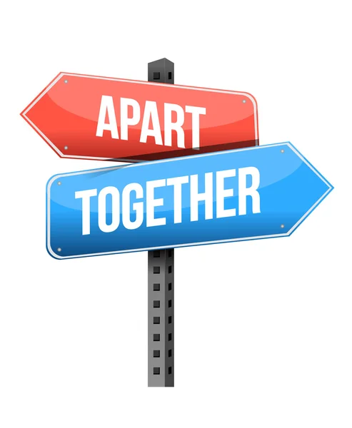 Apart, together road sign — Stock Photo, Image