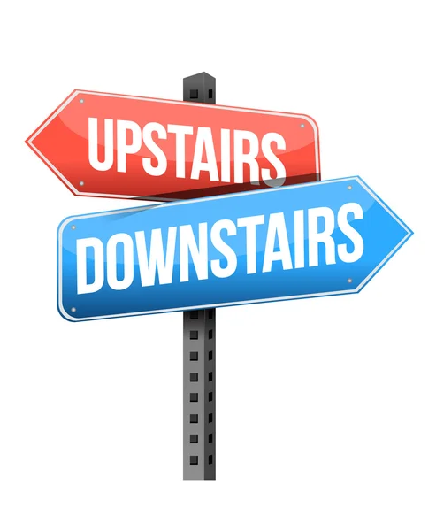 Upstairs, downstairs road sign — Stock Photo, Image