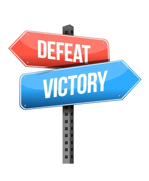 Nederlaag, overwinning verkeersbord — Stockfoto