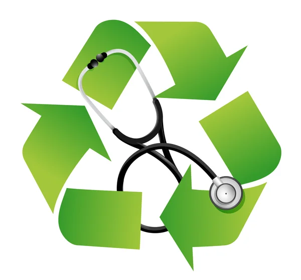 Recycle ondertekenen met een stethoscoop — Stockfoto