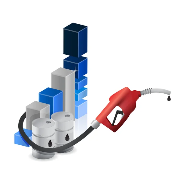 Business graph with a gas pump nozzle — Stock Photo, Image