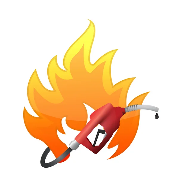 Fire with a gas pump nozzle — Stock Photo, Image