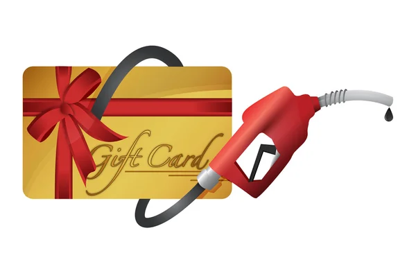 Gift card with a gas pump nozzle — Stock Photo, Image