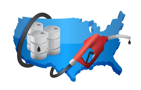 US map with a gas pump nozzle — Stock Photo, Image