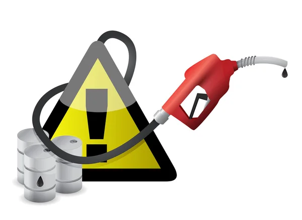 Warning sign with a gas pump nozzle — Stock Photo, Image