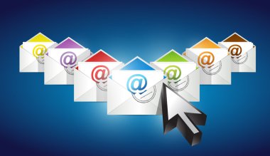 e-postaları kontrol ediyorum. e-posta ile zarf kümesini