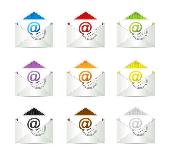 Set enveloppen met e-mail symbool — Stockfoto