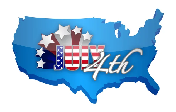 Forth of july map sign — Stock Photo, Image
