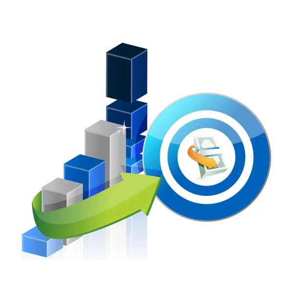 Business graph and money target — Stock Photo, Image