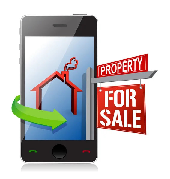 Teléfono inteligente búsqueda inmobiliaria y concepto de compra — Foto de Stock