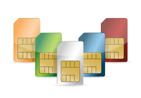 Set von farbigen SIM-Karten isoliert — Stockfoto