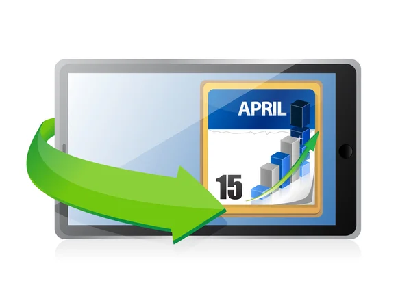 Tablet PC belasting termijn kalender afbeelding ontwerp — Stockfoto