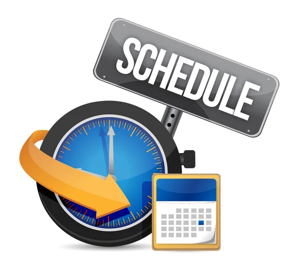 Zeitplan-Symbol mit Uhr — Stockfoto