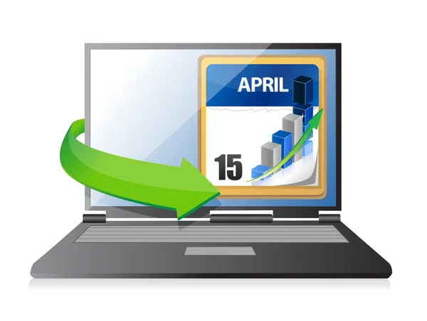 Laptop belasting termijn kalender afbeelding ontwerp — Stockfoto