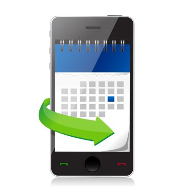 ekranı resimde bir takvim ile telefon