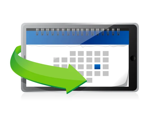 Tablet s kalendářem na obrazovku ilustrace — Stock fotografie