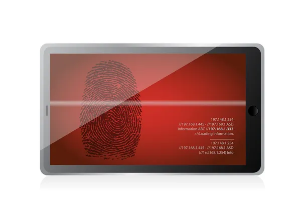 Tablet scanning a finger print illustration — Stock Photo, Image