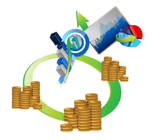 Ciclo de dinheiro e design de conjunto gráfico de negócios — Fotografia de Stock