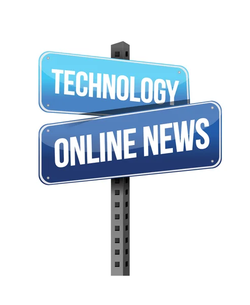 Technology online news road sign — Stock Photo, Image