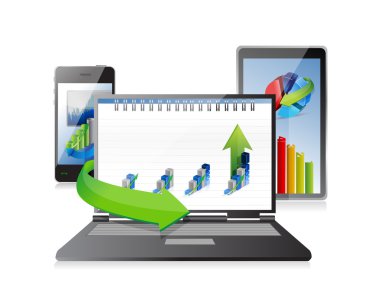 bilgisayar, laptop tablet ve telefon. iş grafikleri