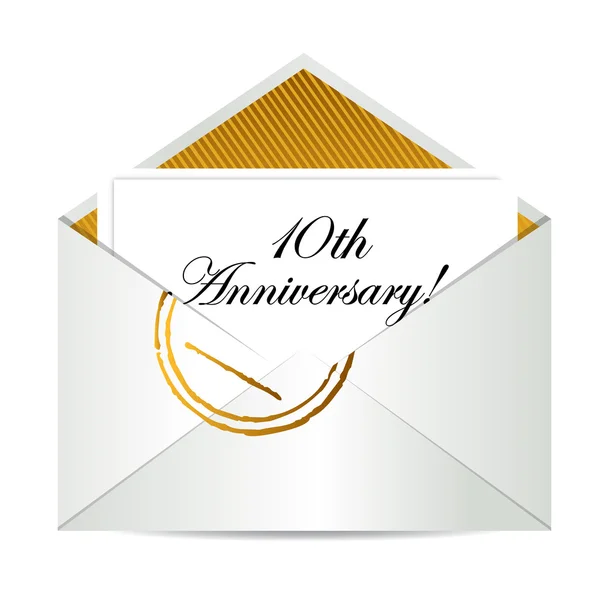 Happy 10th Anniversary gold mail letter — Stock Photo, Image