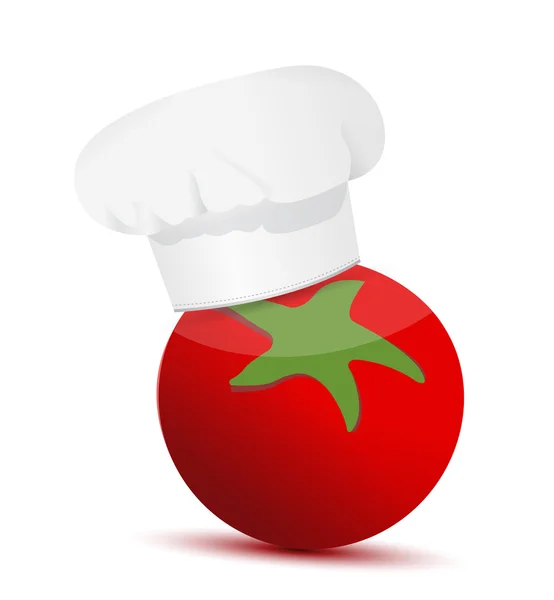 Tomato wearing a chefs hat. — Stock Photo, Image
