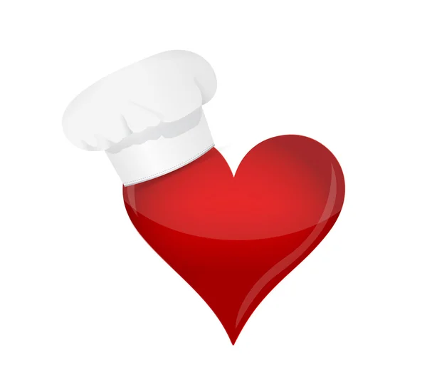 Concetto di amante del cibo. Cuore e cappello da chef . — Foto Stock