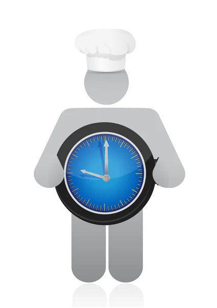 Chef holding a clock. Cooking time concept — Stock Photo, Image