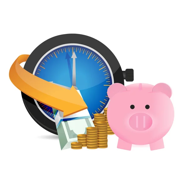 Tempo para economizar dinheiro. ilustração do conceito — Fotografia de Stock
