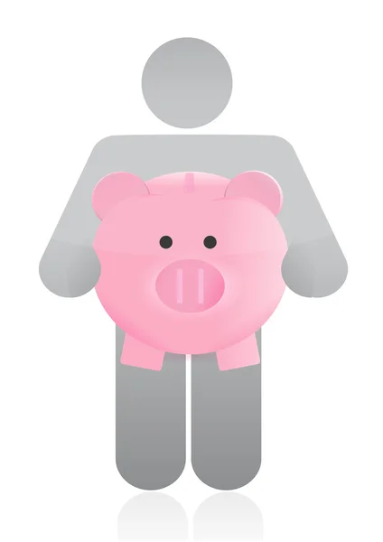 Pictogram houden een piggy bank — Stockfoto