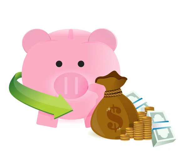 Money bag with savings — Stock Photo, Image