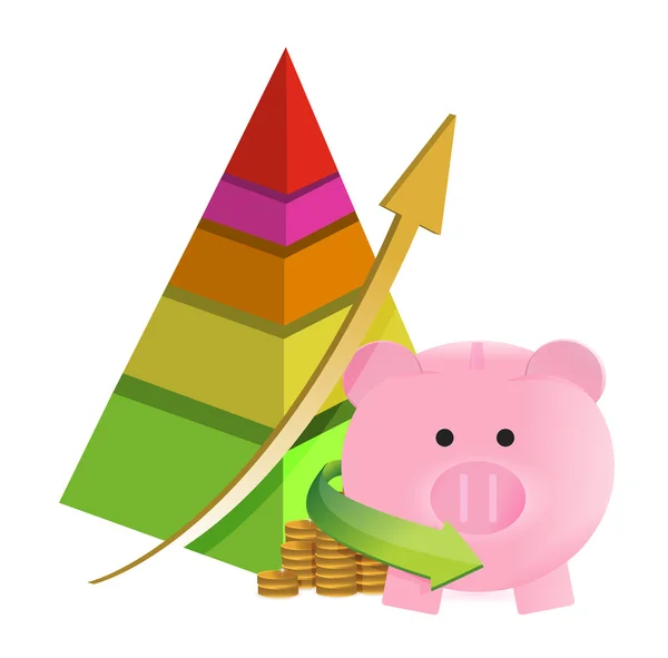 Pyramid savings graph chart — Stock Photo, Image