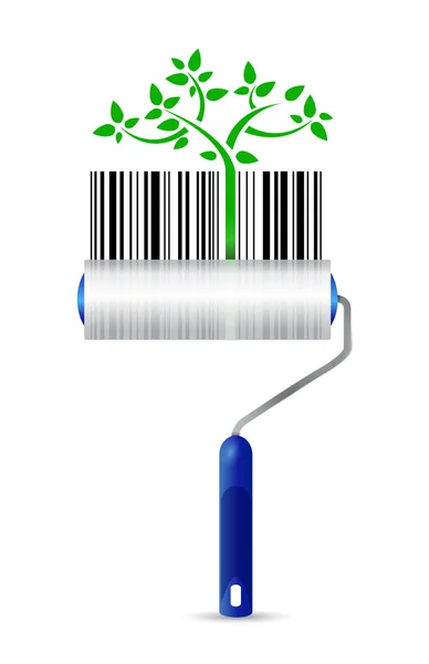 Verf roller en eco upc bar code illustratie — Stockfoto