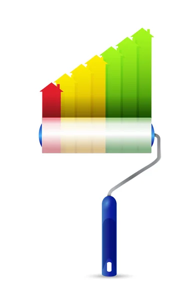 Paint roller real estate graph illustration design — Stock Photo, Image