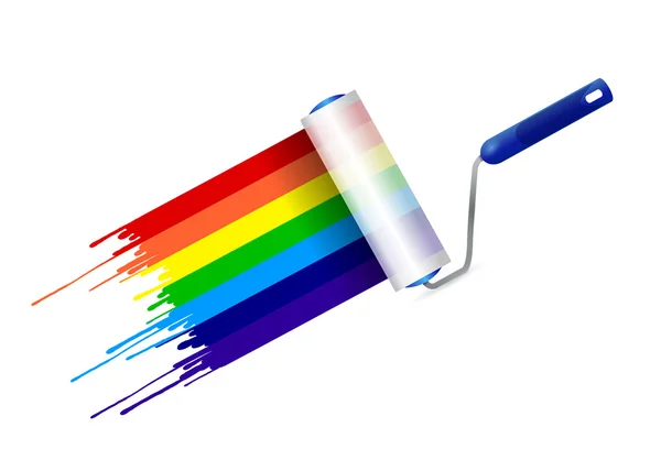 Verf roller en inkt regenboog afbeelding ontwerp — Stockfoto