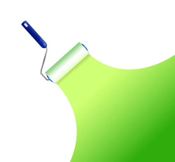 Paint roller and green paint stripe. illustration — Stock Photo, Image