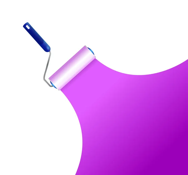 Paint roller and purple paint stripe. illustration — Stock Photo, Image