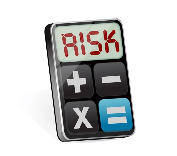 Calcolatrice con illustrazione del rischio sul display — Foto Stock