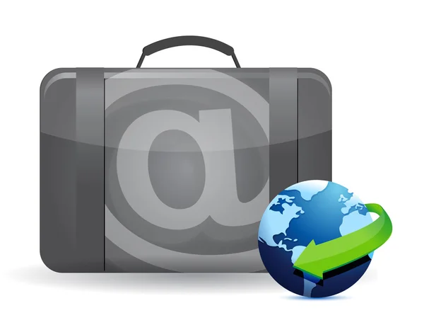 Online office biznes ilustracja walizka — Zdjęcie stockowe