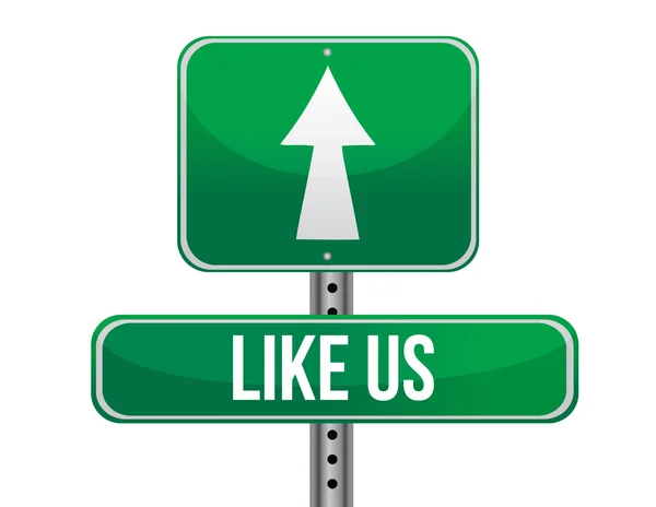 Like us road sign illustration design isolated — Stock Photo, Image