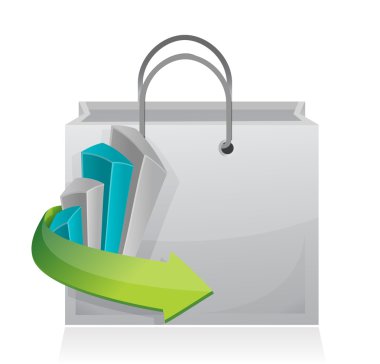 iş grafiği alışveriş çantası illüstrasyon tasarımı